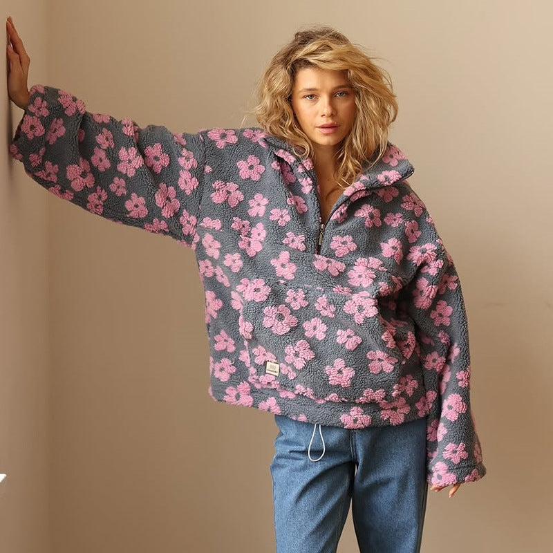 Suzan™ | Sherpa med blommönster