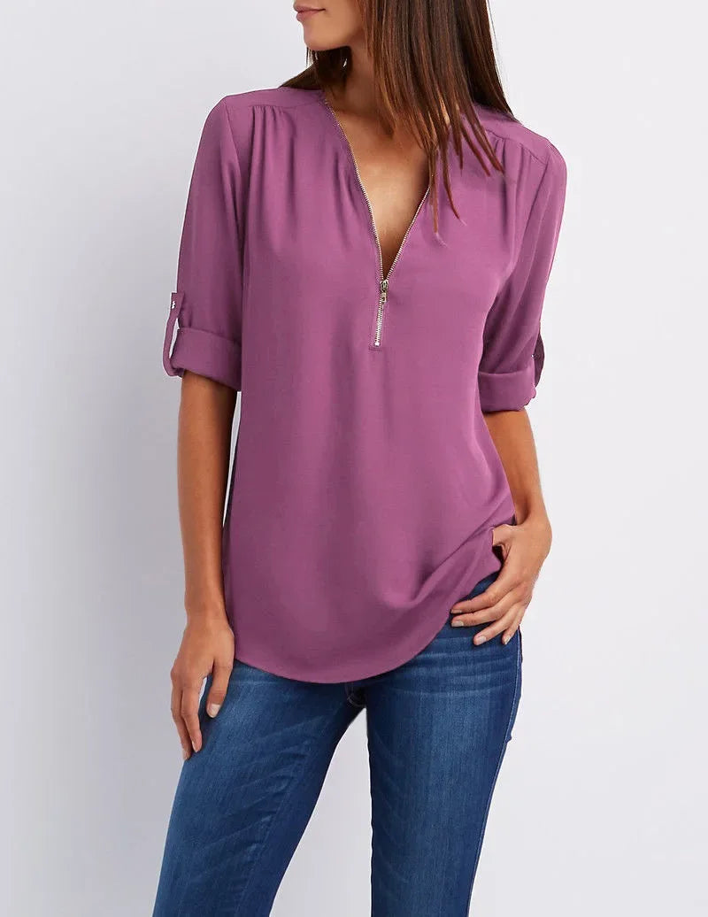 Zaluva™ | Ronja – Elegant topp med dragkedja