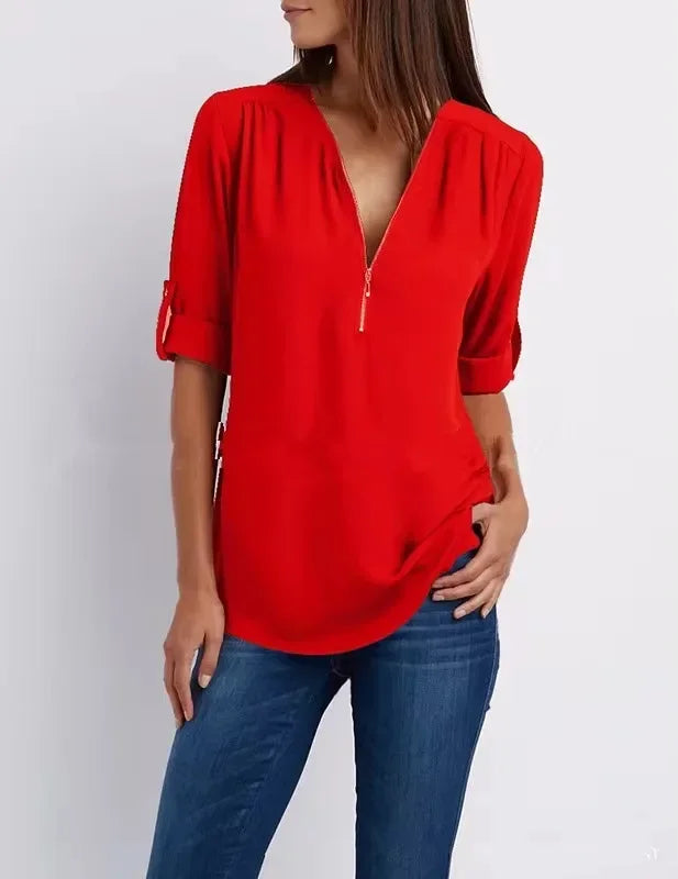 Zaluva™ | Ronja – Elegant topp med dragkedja