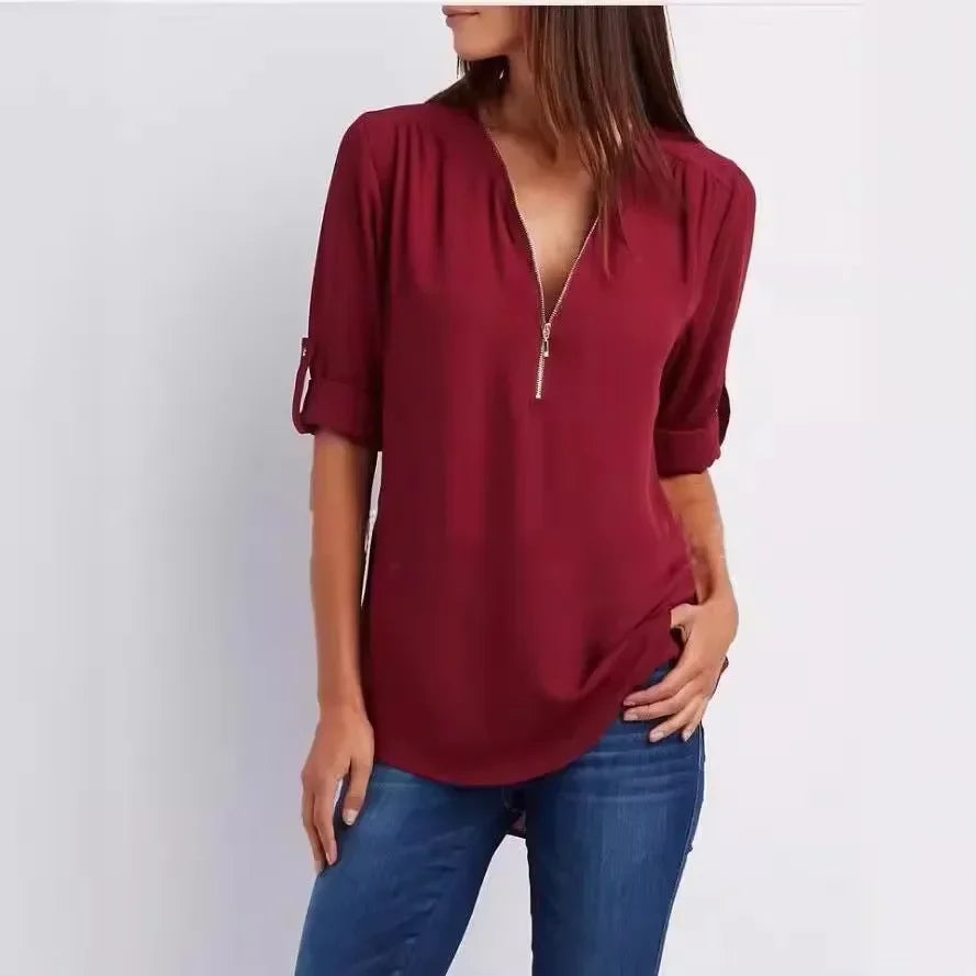 Zaluva™ | Ronja – Elegant topp med dragkedja