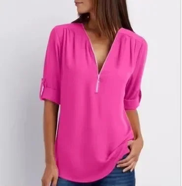 Zaluva™ | Ronja – Elegant topp med dragkedja