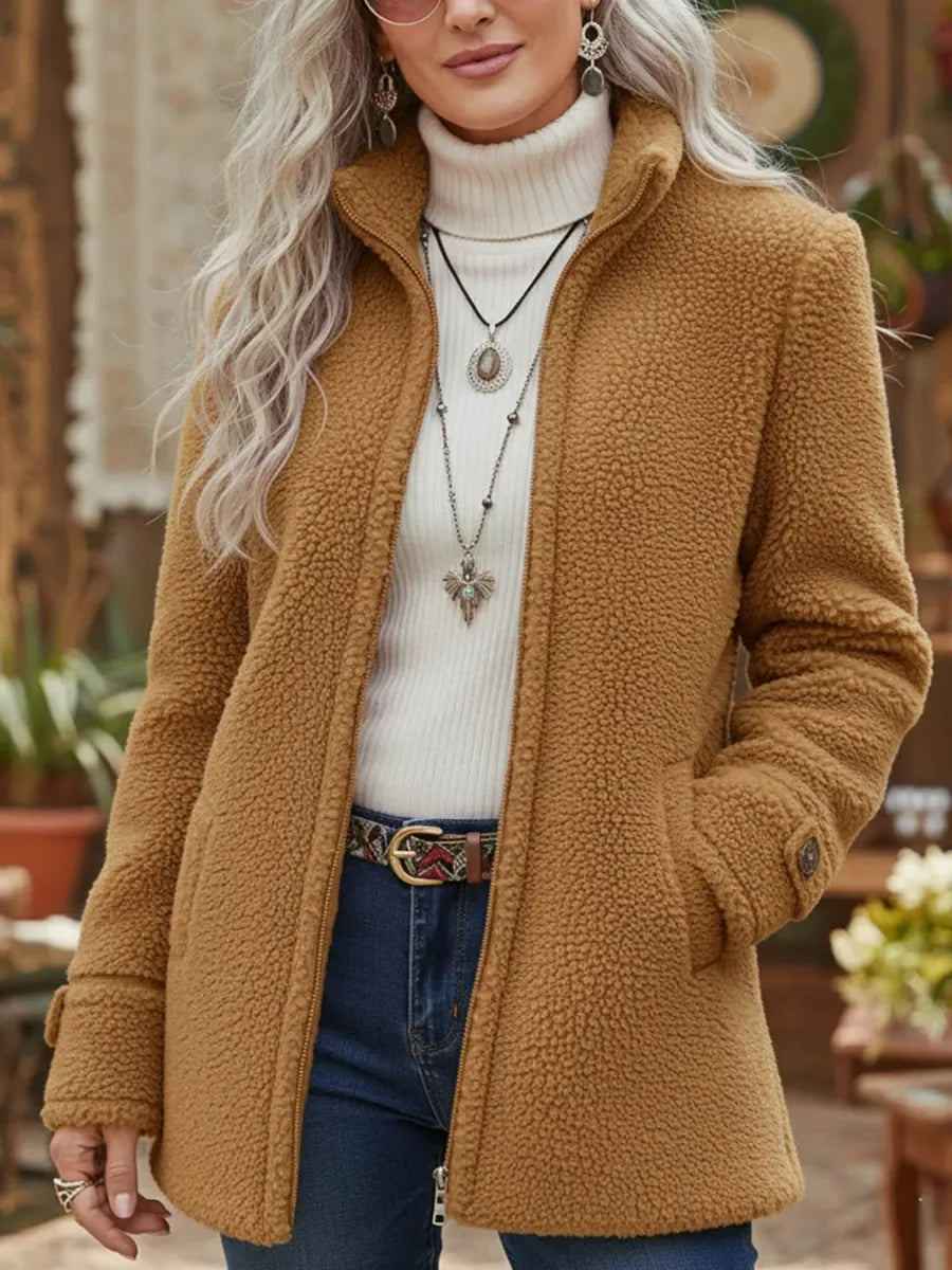 Chanelle | Lambswool-Feel Stand Collar Jacket