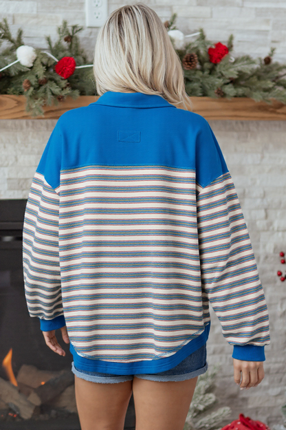 Elowen™ Striped V-Neck Long Sleeve Top