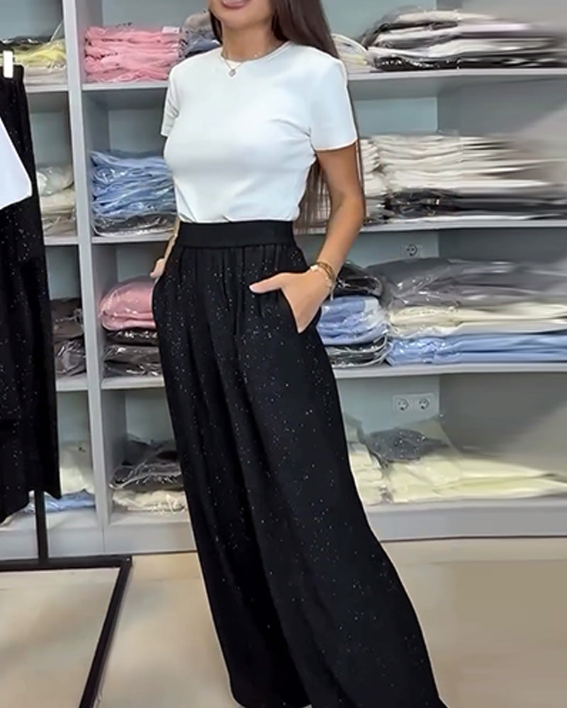 Stella Noir™ | Sequin Wide Leg Pants
