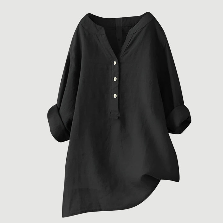 Freja™ - Luftig och Bekväm Linneskjorta med Knappar