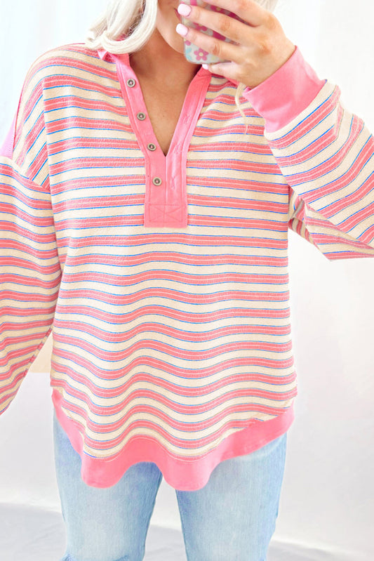 Elowen™ Striped V-Neck Long Sleeve Top