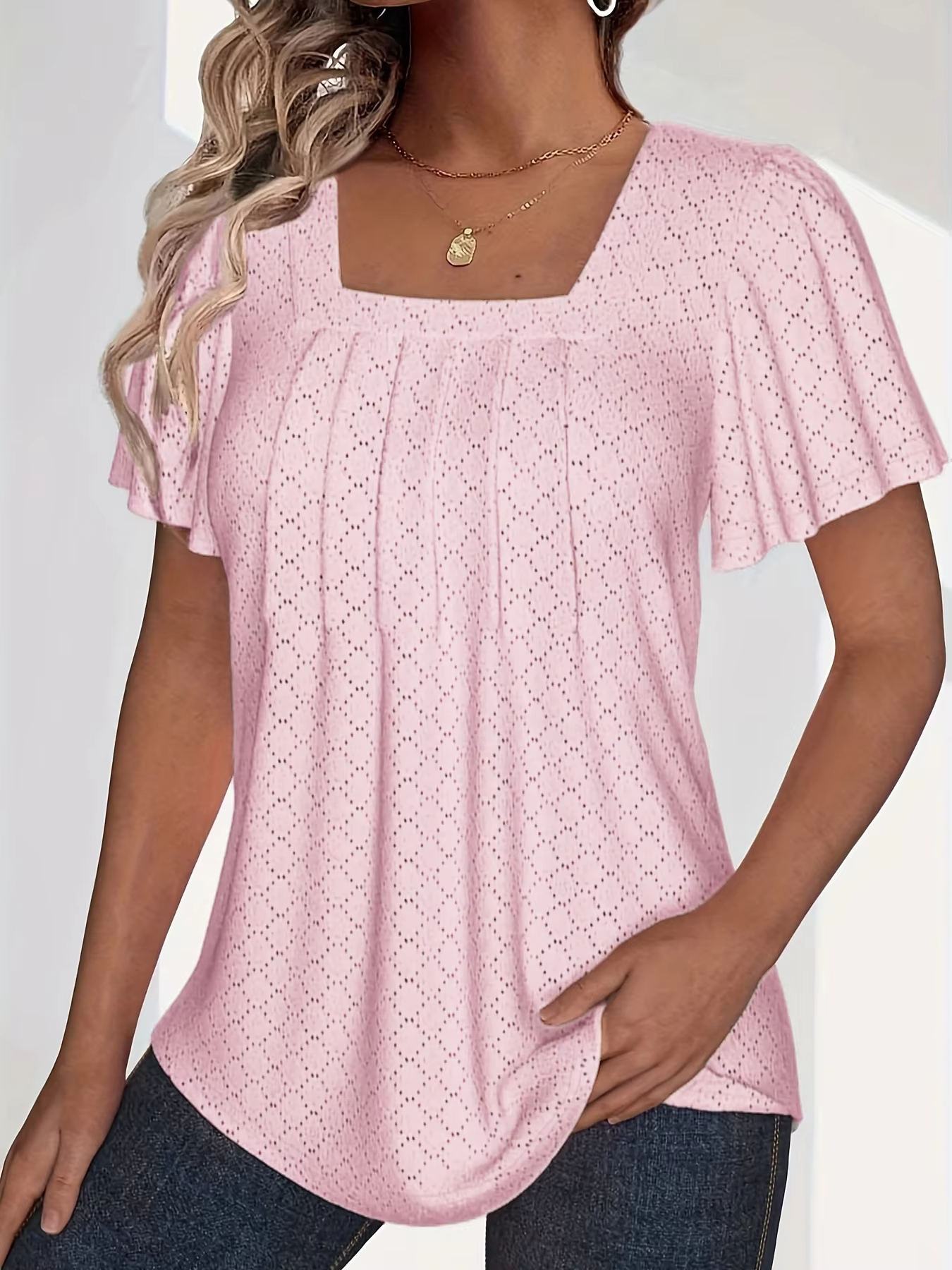 Zaluva™ | Mirelle – Blus med fyrkantig halsringning och textur