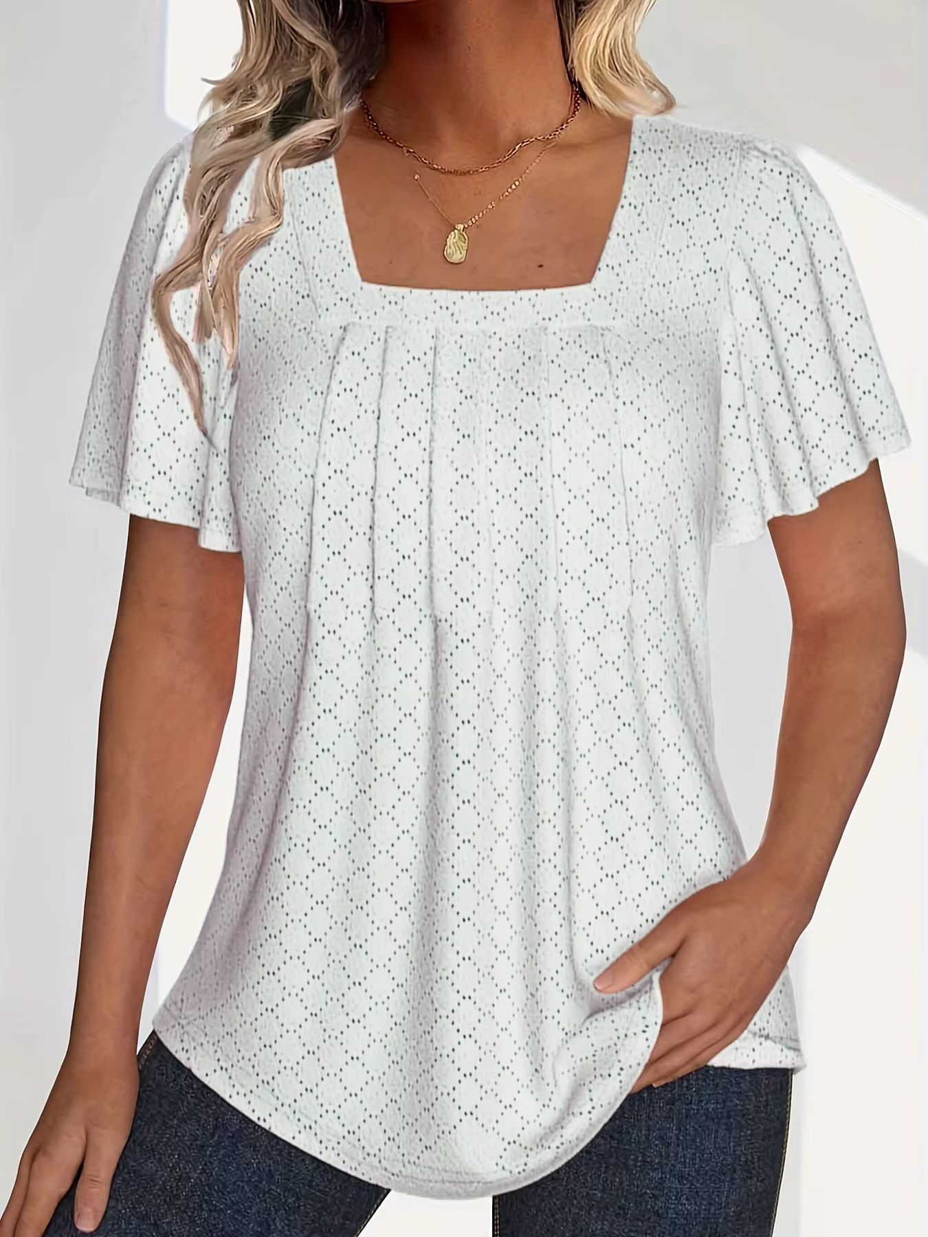 Zaluva™ | Mirelle – Blus med fyrkantig halsringning och textur