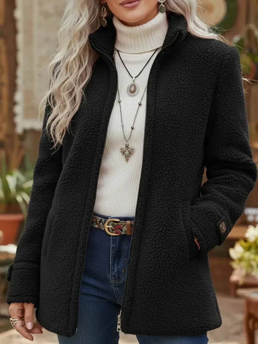 Chanelle | Lambswool-Feel Stand Collar Jacket