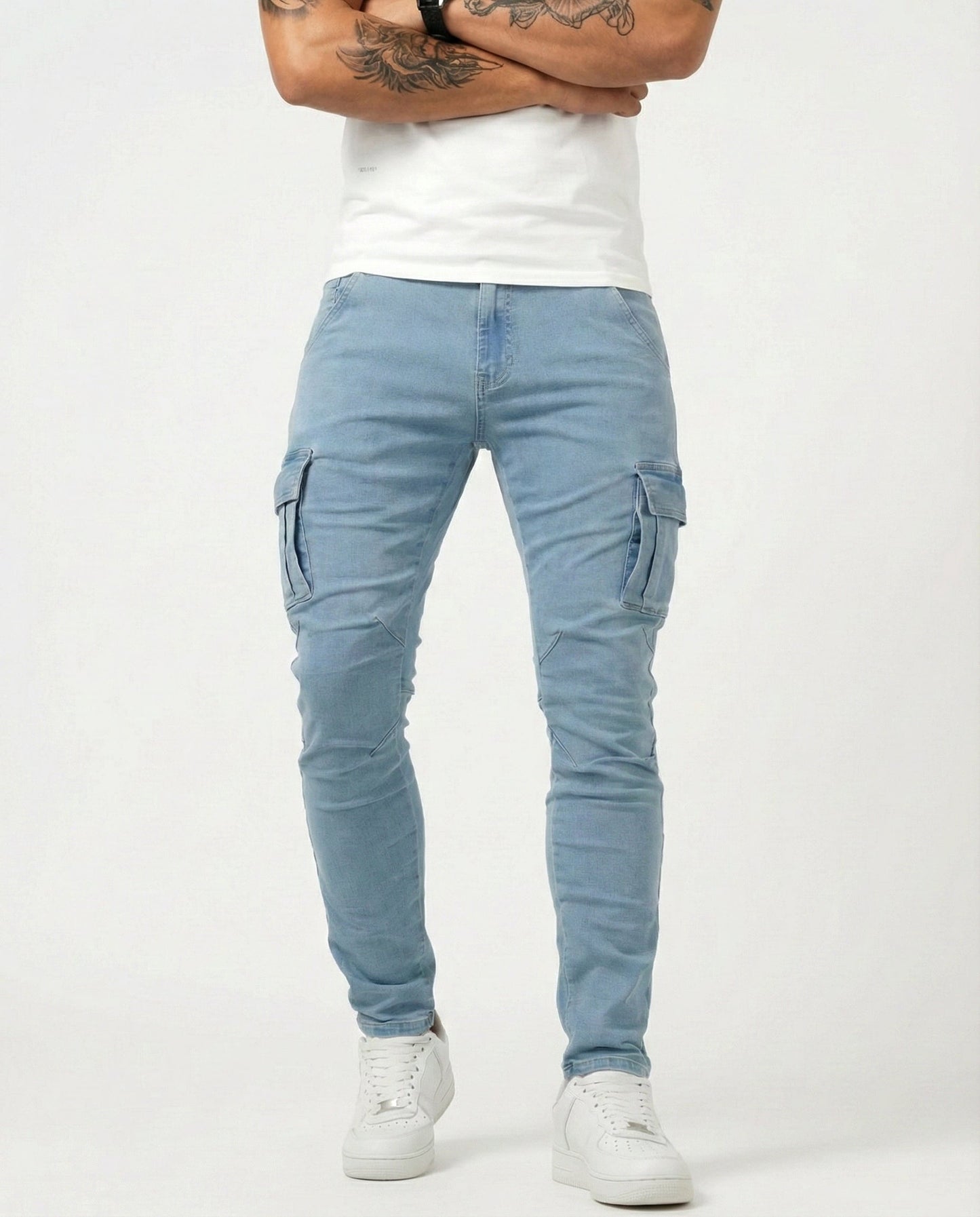 Pantaloni Cargo Marino Elasticizzati