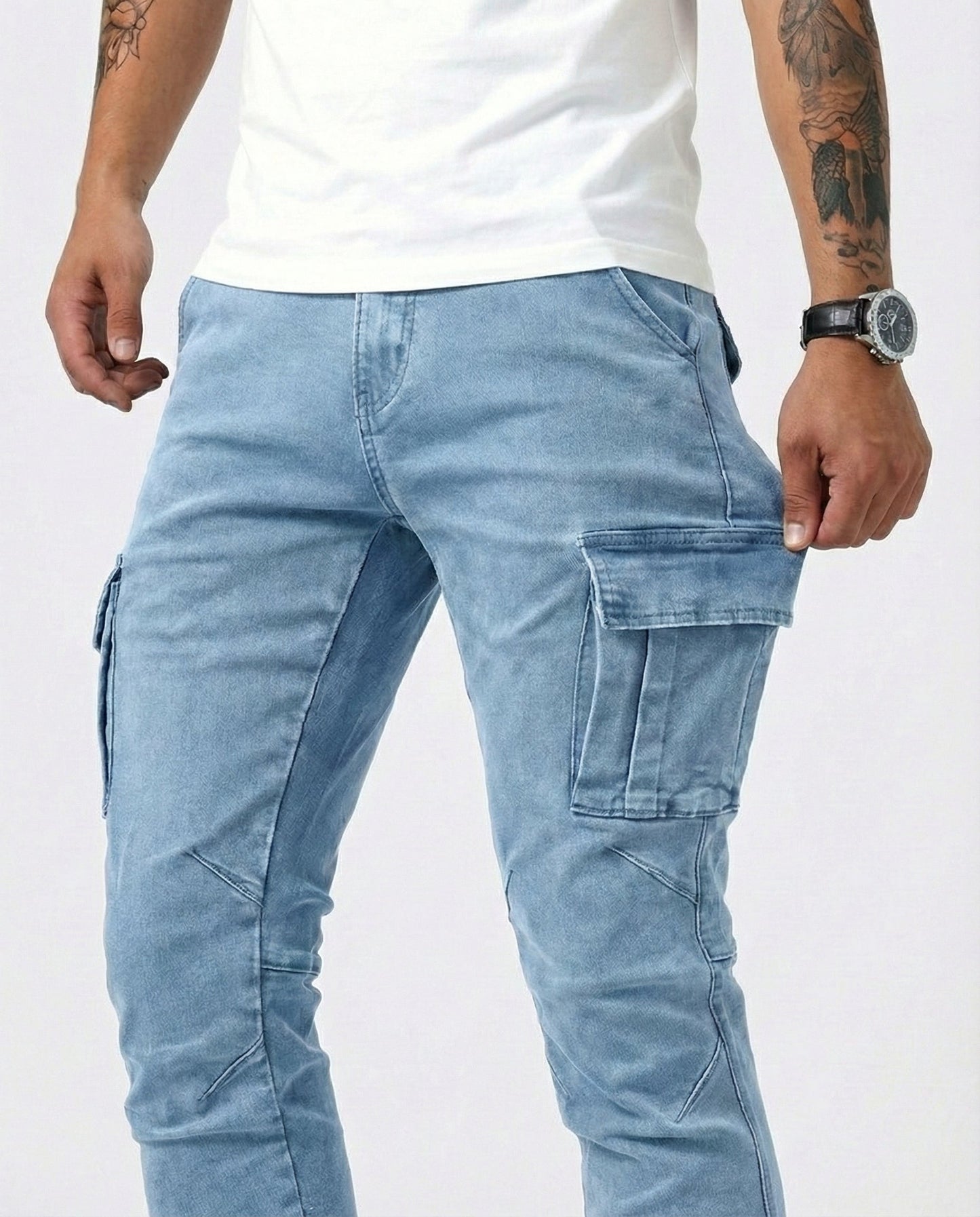 Pantaloni Cargo Marino Elasticizzati