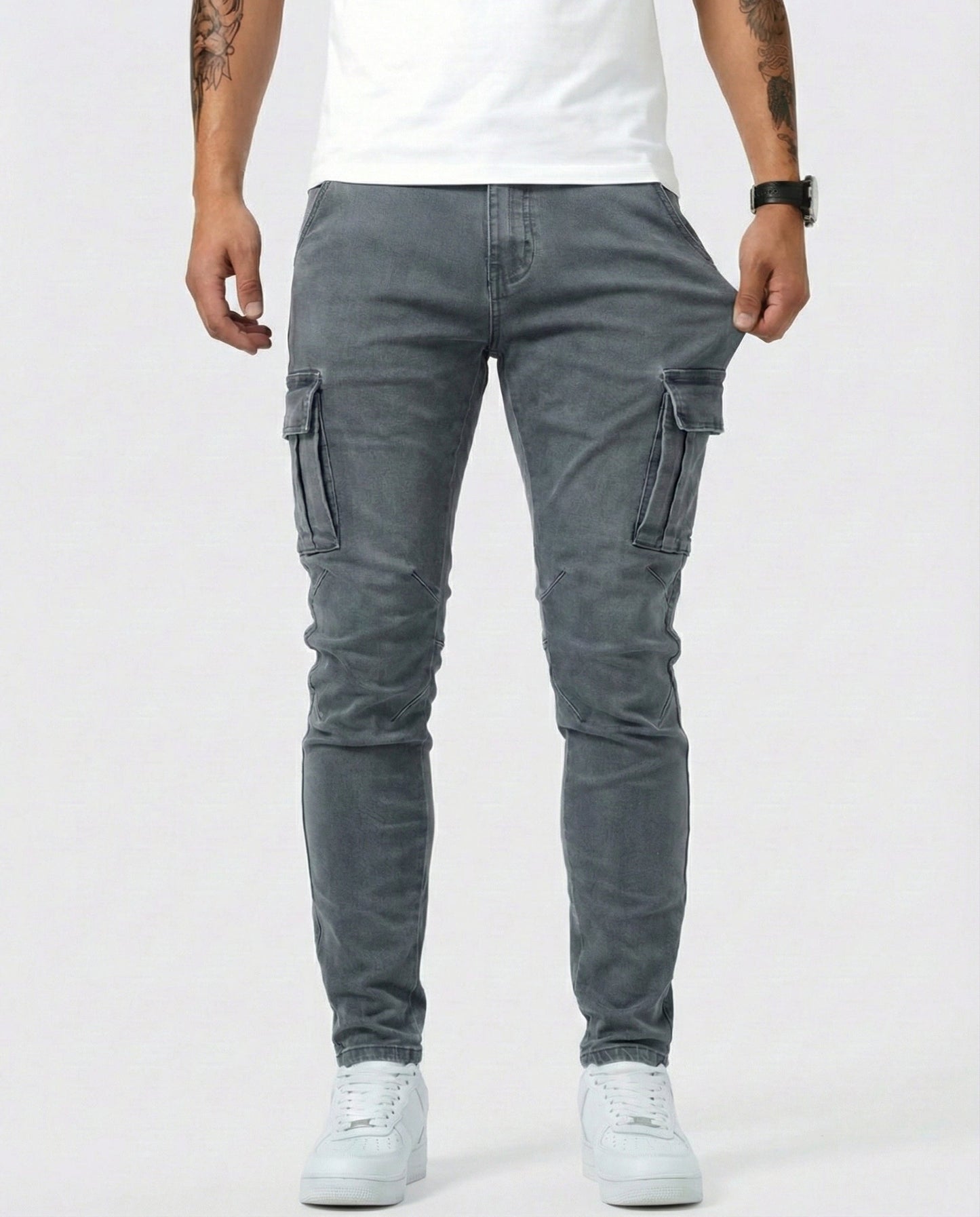 Pantaloni Cargo Marino Elasticizzati