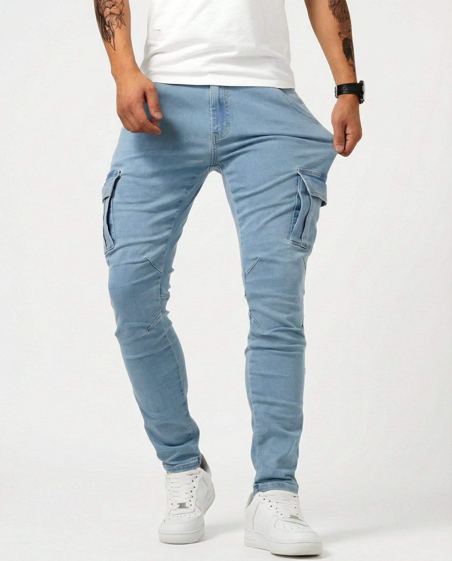 Pantaloni Cargo Marino Elasticizzati
