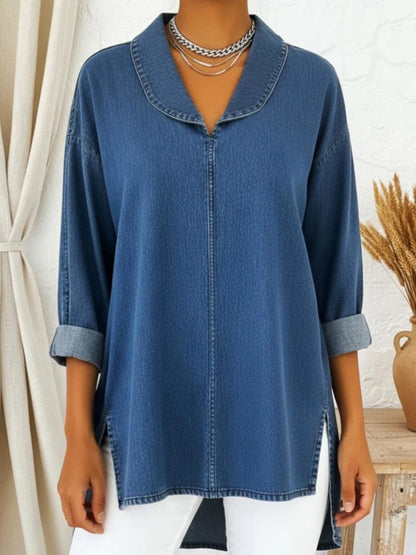 Clara | Denim Top with Shawl Collar